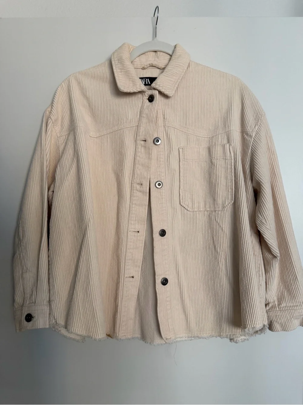 Zara Cream Corduroy Button-Up Jacket